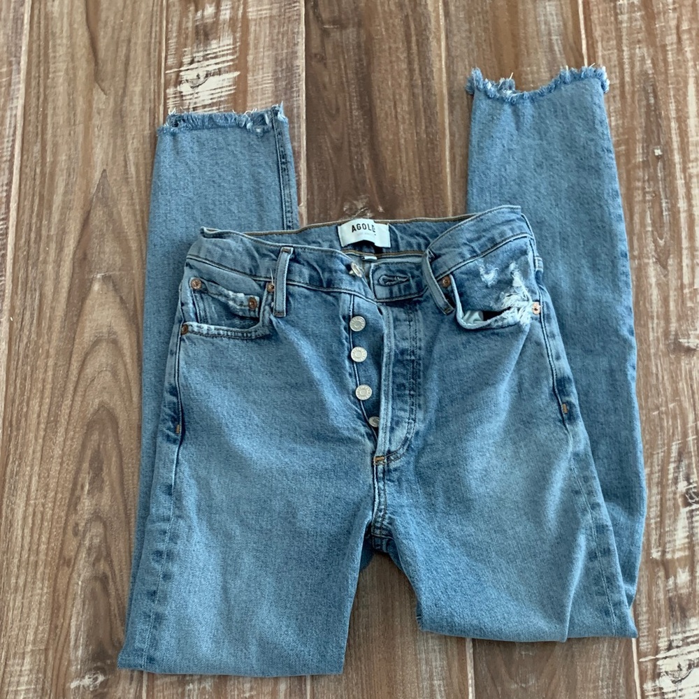 Agolde Distressed Blue Ankle Jeans SZ 24